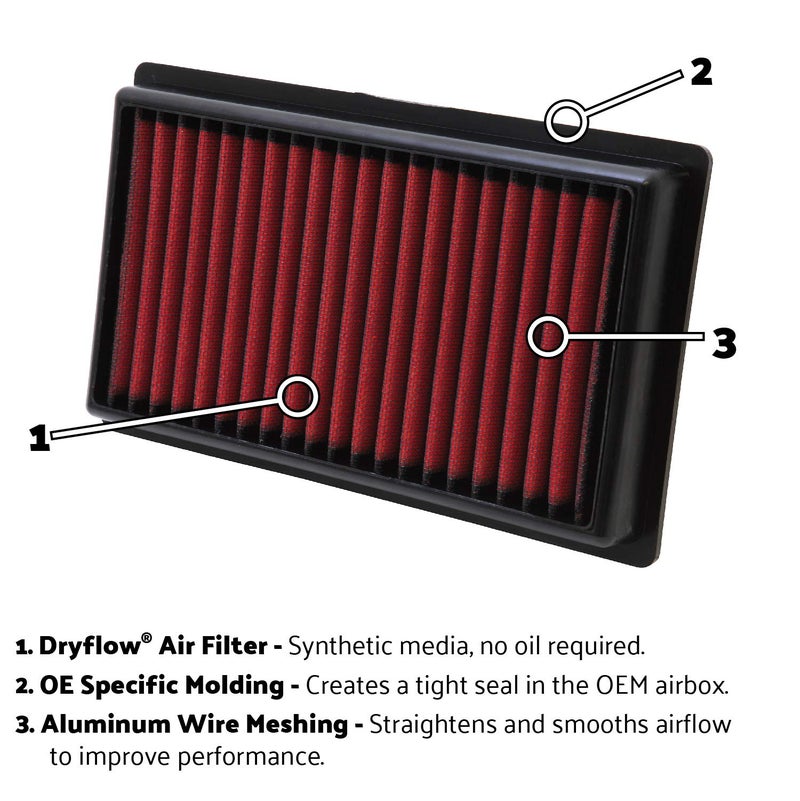 AEM (AEM-28-20281) Dryflow Air Filter, Red - Image 1